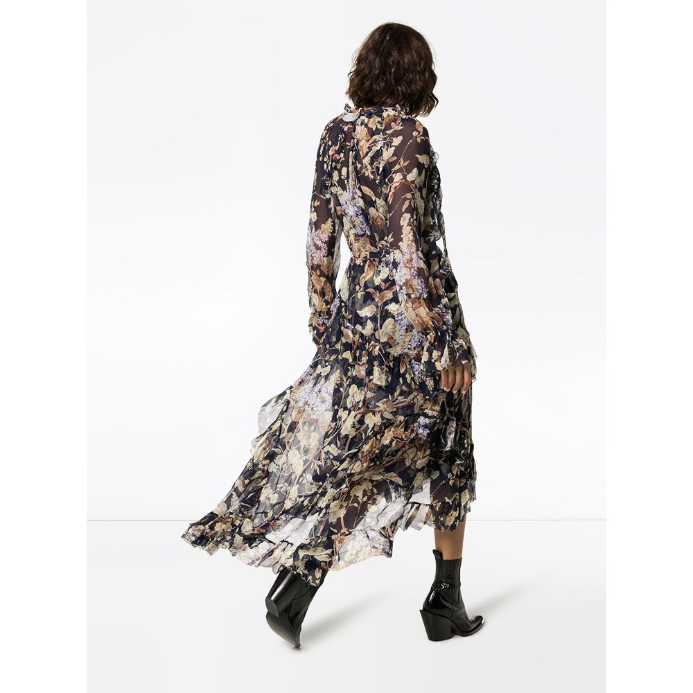 NWT Zimmermann Sabotage Ruffle Midi Dress Wisteria Midnight Size 1 (US 6) - Picture 7 of 16